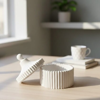 Tarro decorativo de cerámica con tapa