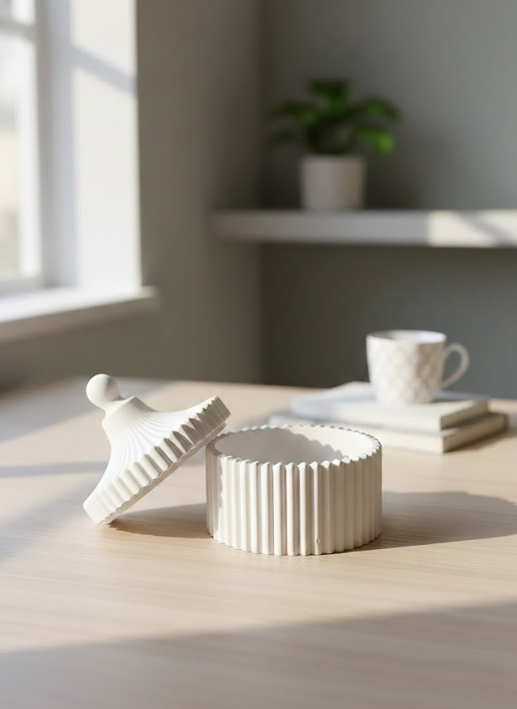 Tarro decorativo de cerámica con tapa